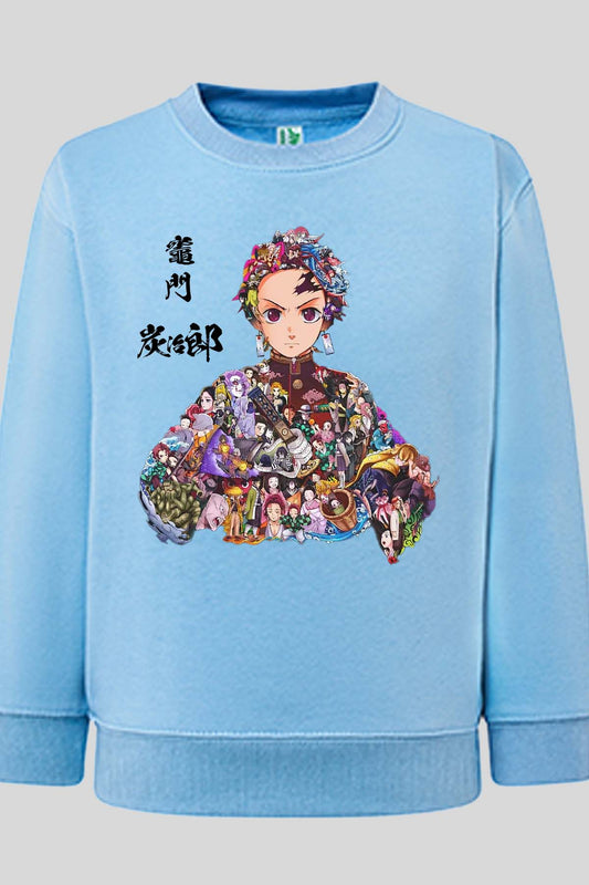 COULEUR:Bleu Ciel|Sweat Col Rond Homme | tanjiro Multi Incrustation Bleu Ciel