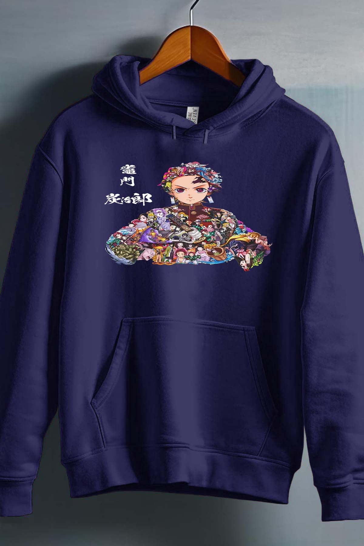 COULEUR:Marine|Sweat Capuche Garçon | tanjiro Multi Incrustation Marine