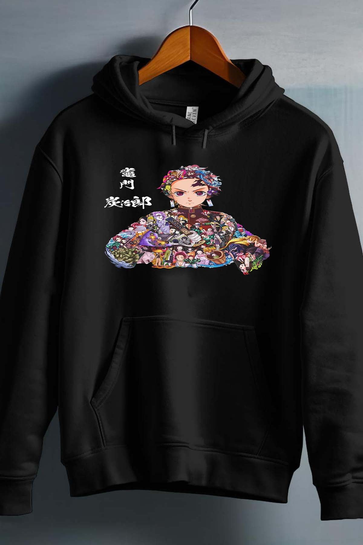 COULEUR:Noir|Sweat Capuche Garçon | tanjiro Multi Incrustation Noir