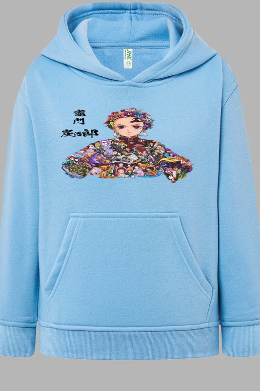 COULEUR:Bleu Ciel|Sweat Capuche Homme | tanjiro Multi Incrustation Bleu Ciel