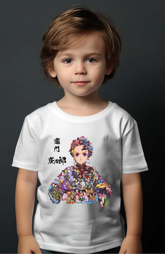 COULEUR:Blanc|T-shirt Garçon | tanjiro Multi Incrustation Blanc