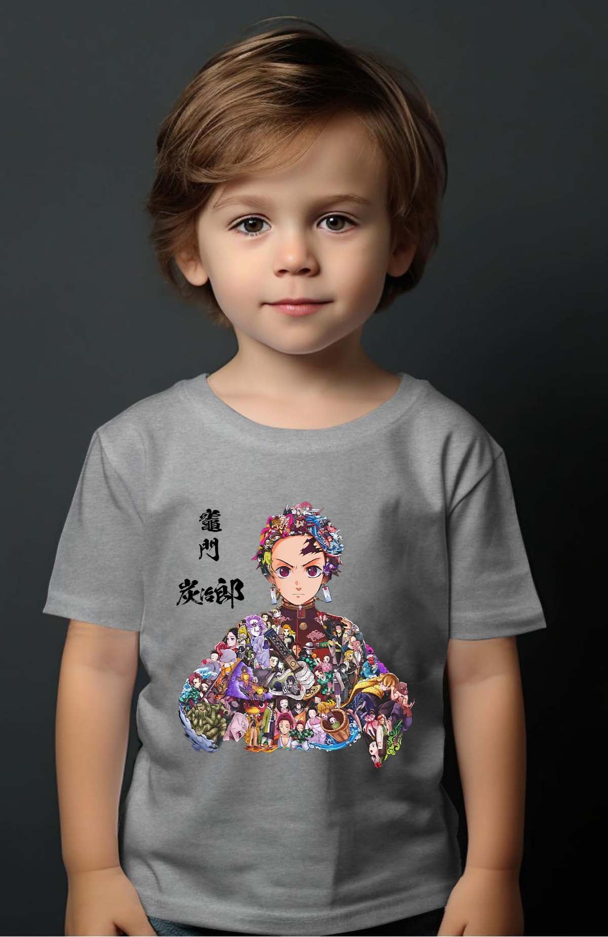 COULEUR:Gris|T-shirt Garçon | tanjiro Multi Incrustation Gris