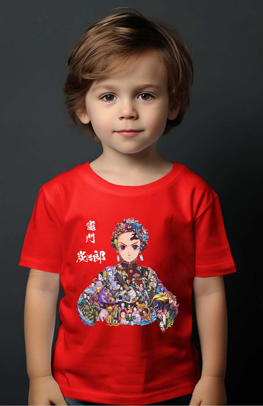 COULEUR:Rouge|T-shirt Garçon | tanjiro Multi Incrustation Rouge
