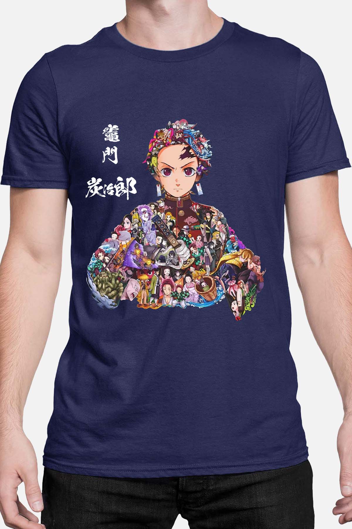 COULEUR:Marine|T-shirt Homme | tanjiro Multi Incrustation Marine