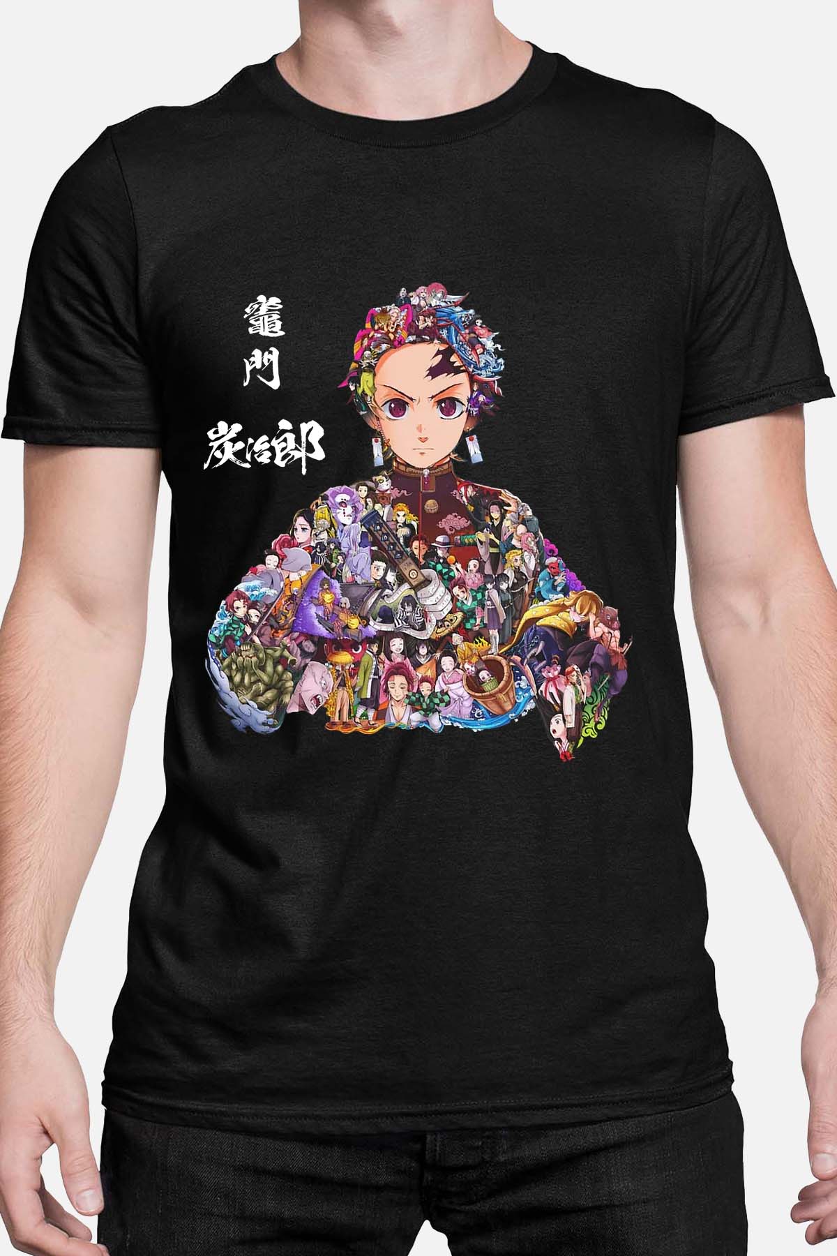 COULEUR:Noir|T-shirt Homme | tanjiro Multi Incrustation Noir