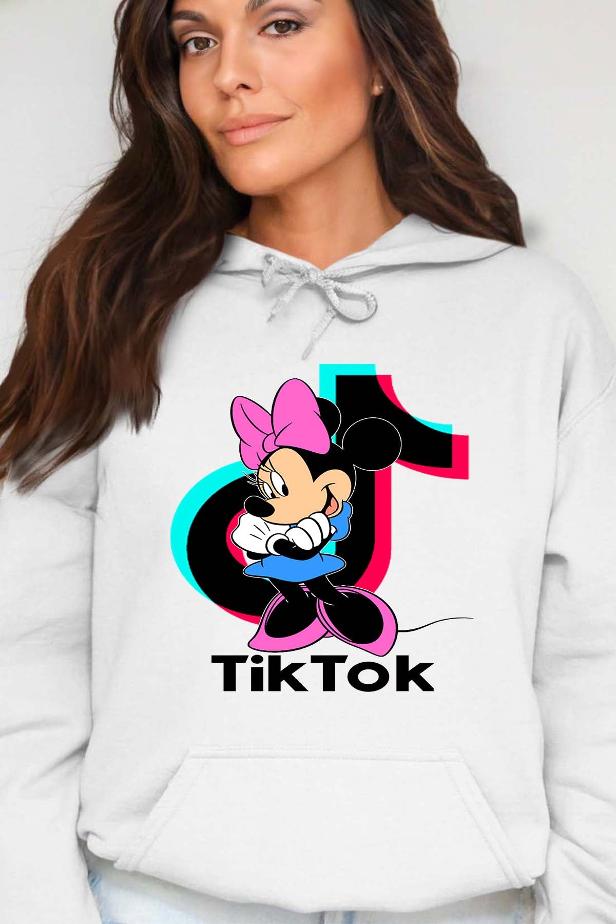 COULEUR:Blanc|Sweat Capuche Femme | tiktok minnie M2 Blanc