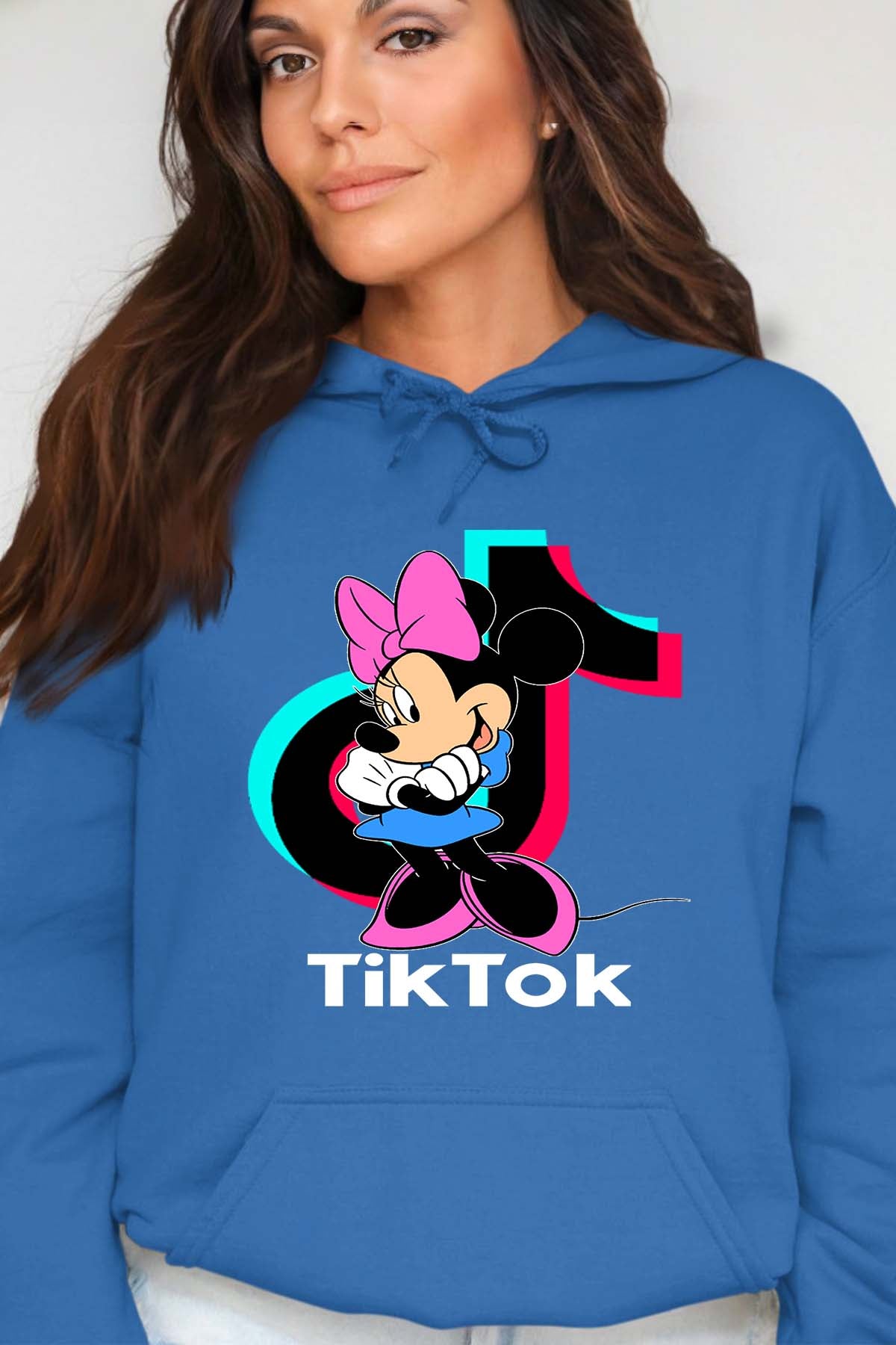 COULEUR:Bleu Roi|Sweat Capuche Femme | tiktok minnie M2 Bleu Roi
