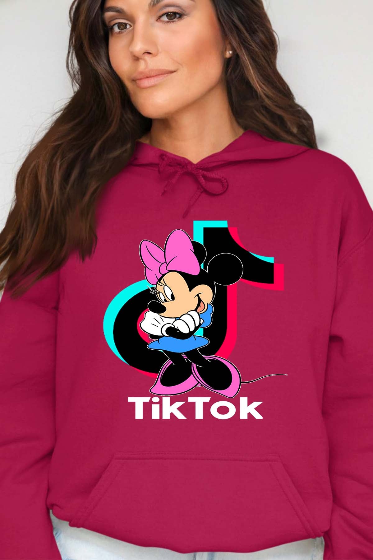 COULEUR:Bordeaux|Sweat Capuche Femme | tiktok minnie M2 Bordeaux