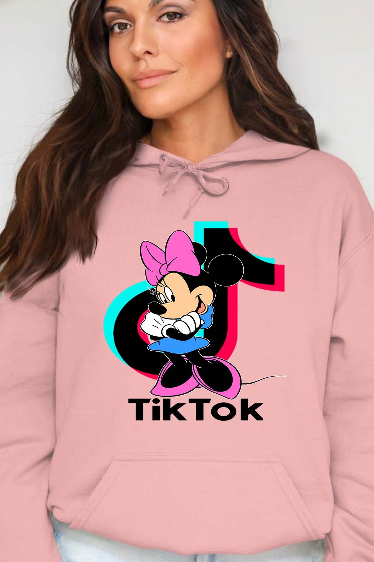 COULEUR:Rose|Sweat Capuche Femme | tiktok minnie M2 Rose