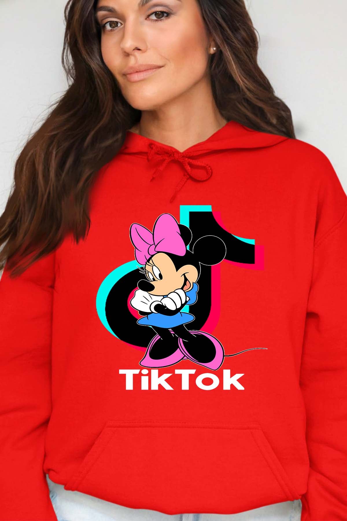 COULEUR:Rouge|Sweat Capuche Femme | tiktok minnie M2 Rouge