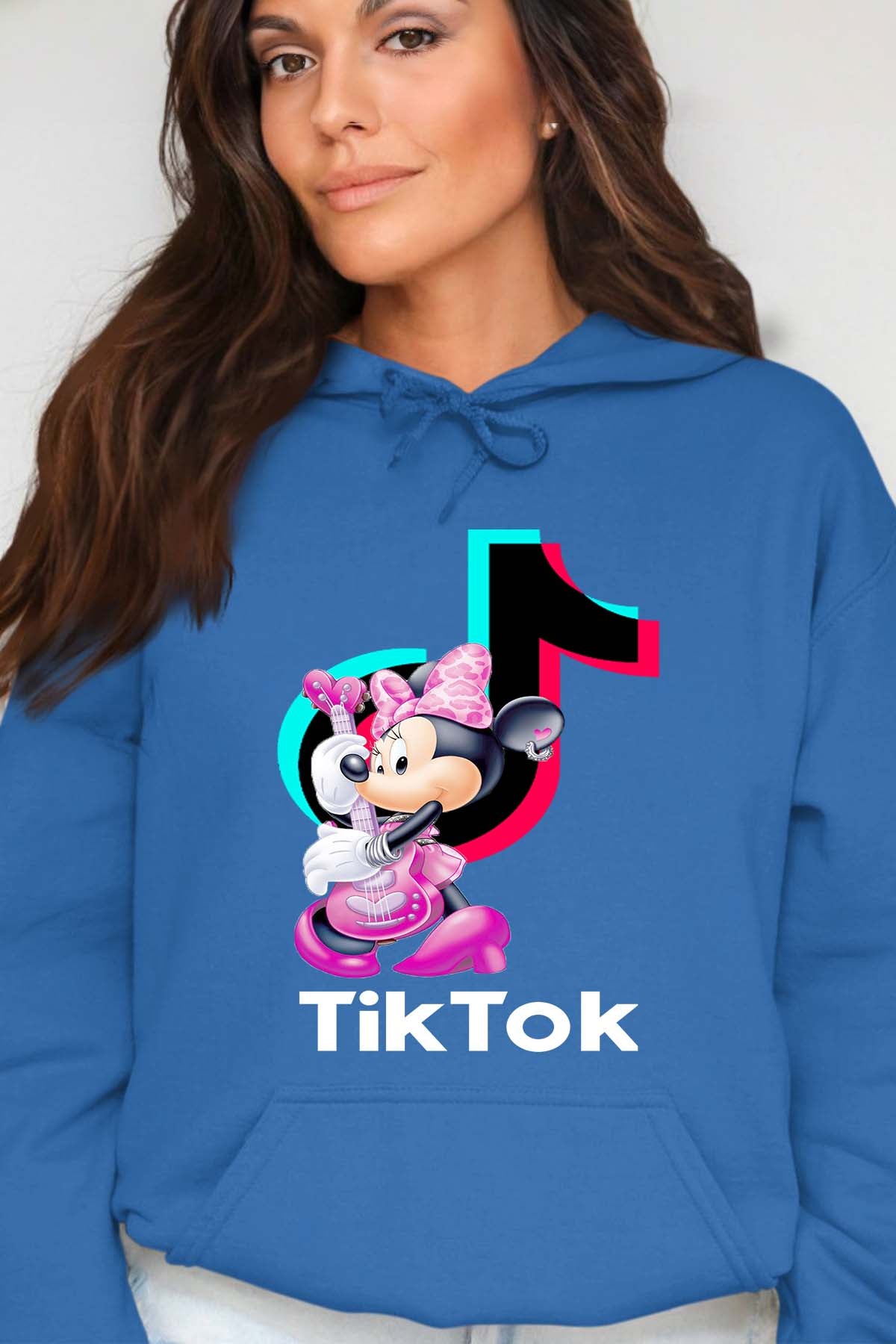 COULEUR:Bleu Roi|Sweat Capuche Femme | tiktok minnie M3 Bleu Roi