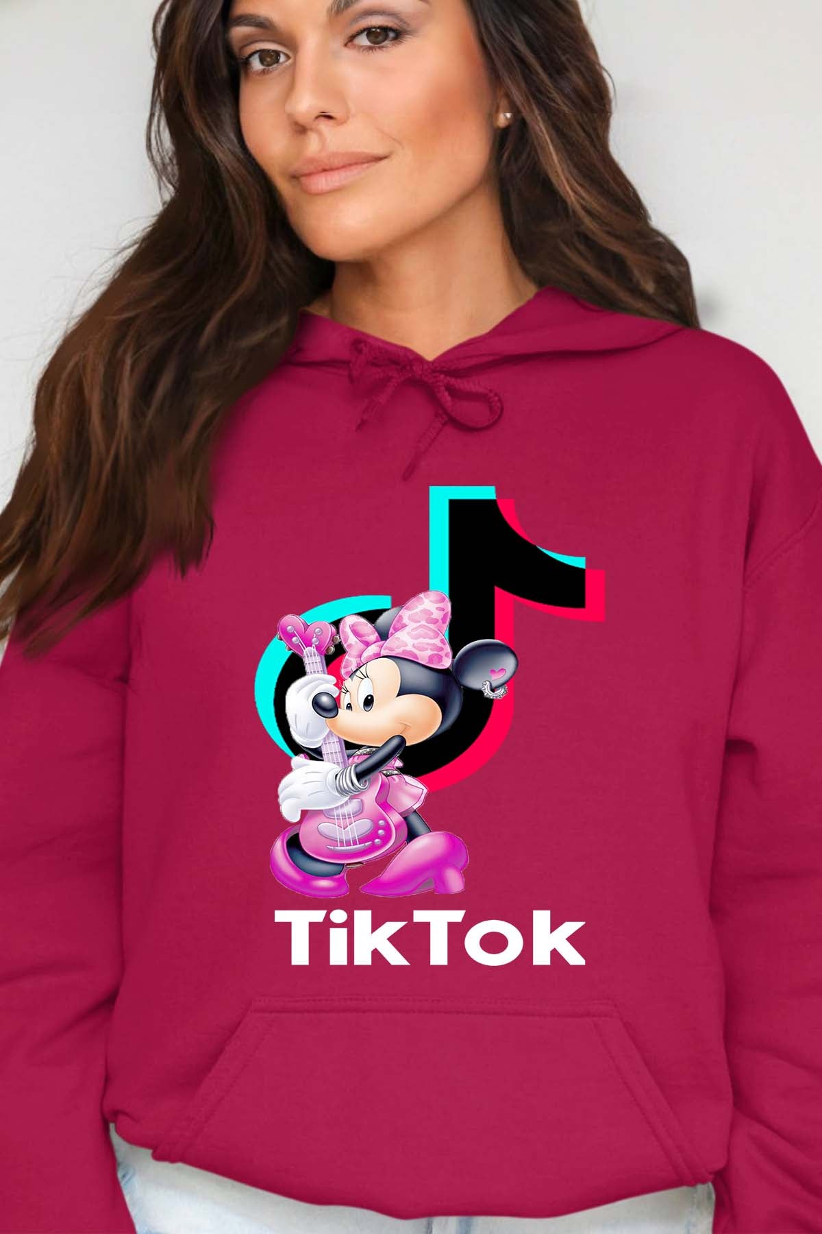 COULEUR:Bordeaux|Sweat Capuche Femme | tiktok minnie M3 Bordeaux