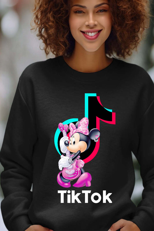 COULEUR:Noir|Sweat Col Rond Femme | tiktok minnie M3 Noir