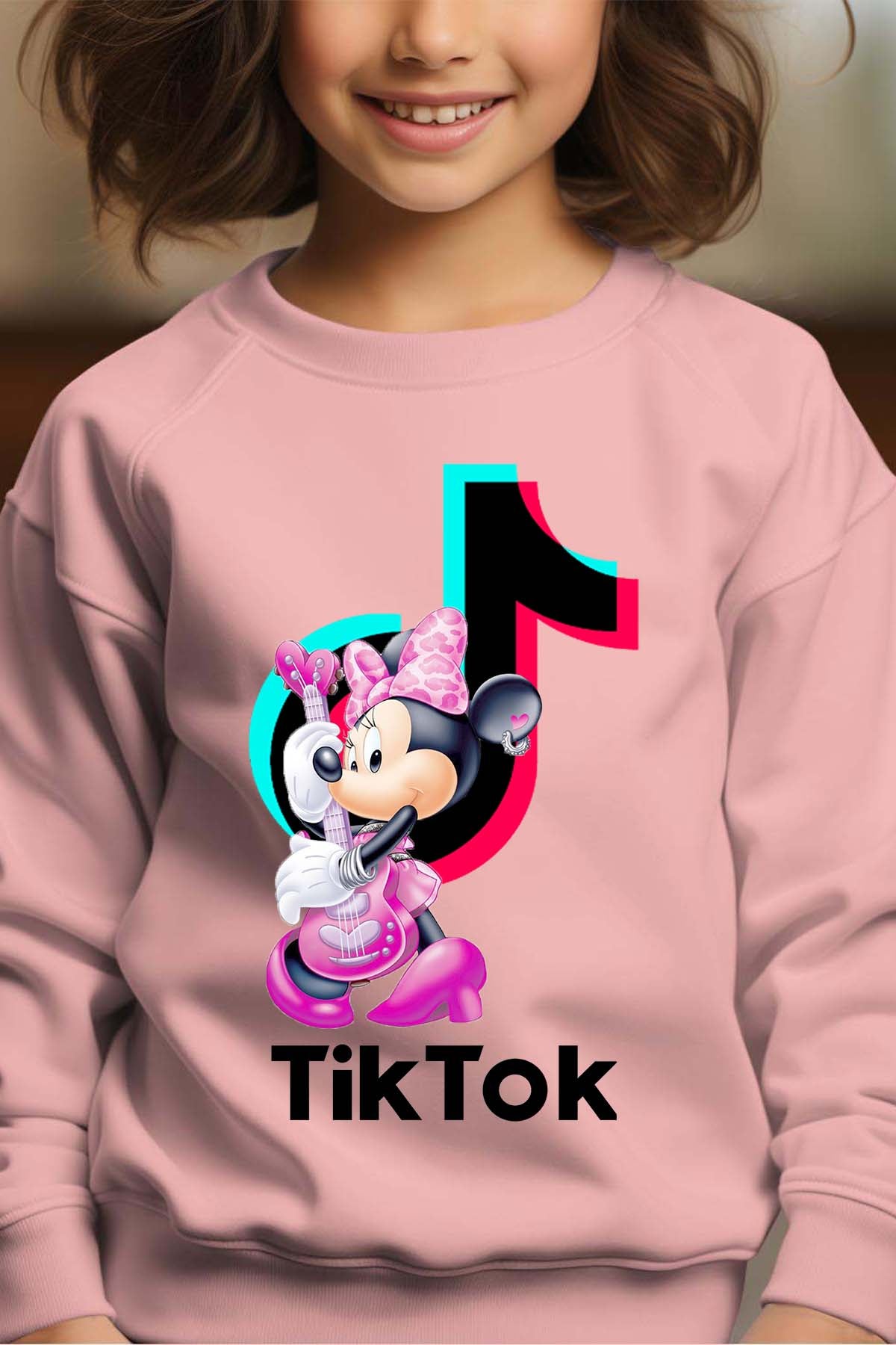 COULEUR:Rose|Sweat Col Rond Fille | tiktok minnie M3 Rose