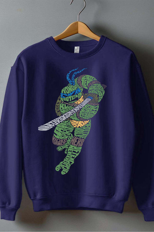 COULEUR:Marine|Sweat Col Rond Garçon | tortue txt Marine