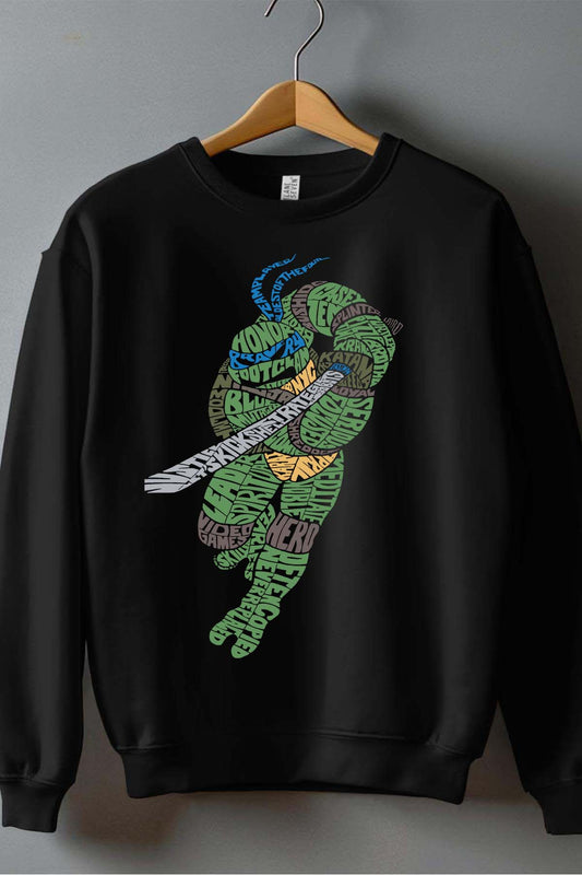 COULEUR:Noir|Sweat Col Rond Garçon | tortue txt Noir