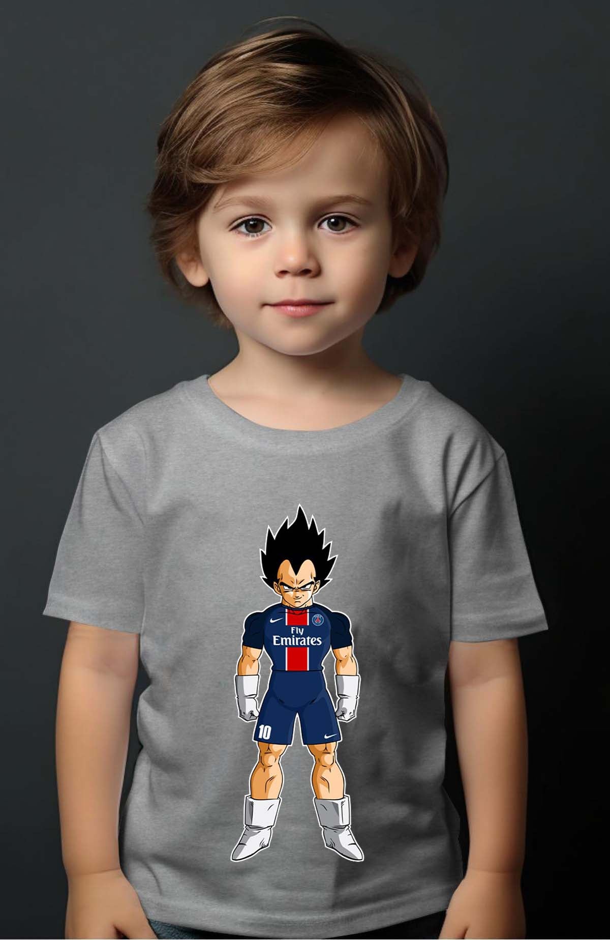 COULEUR:Gris|T-shirt Garçon | vegeta psg Gris