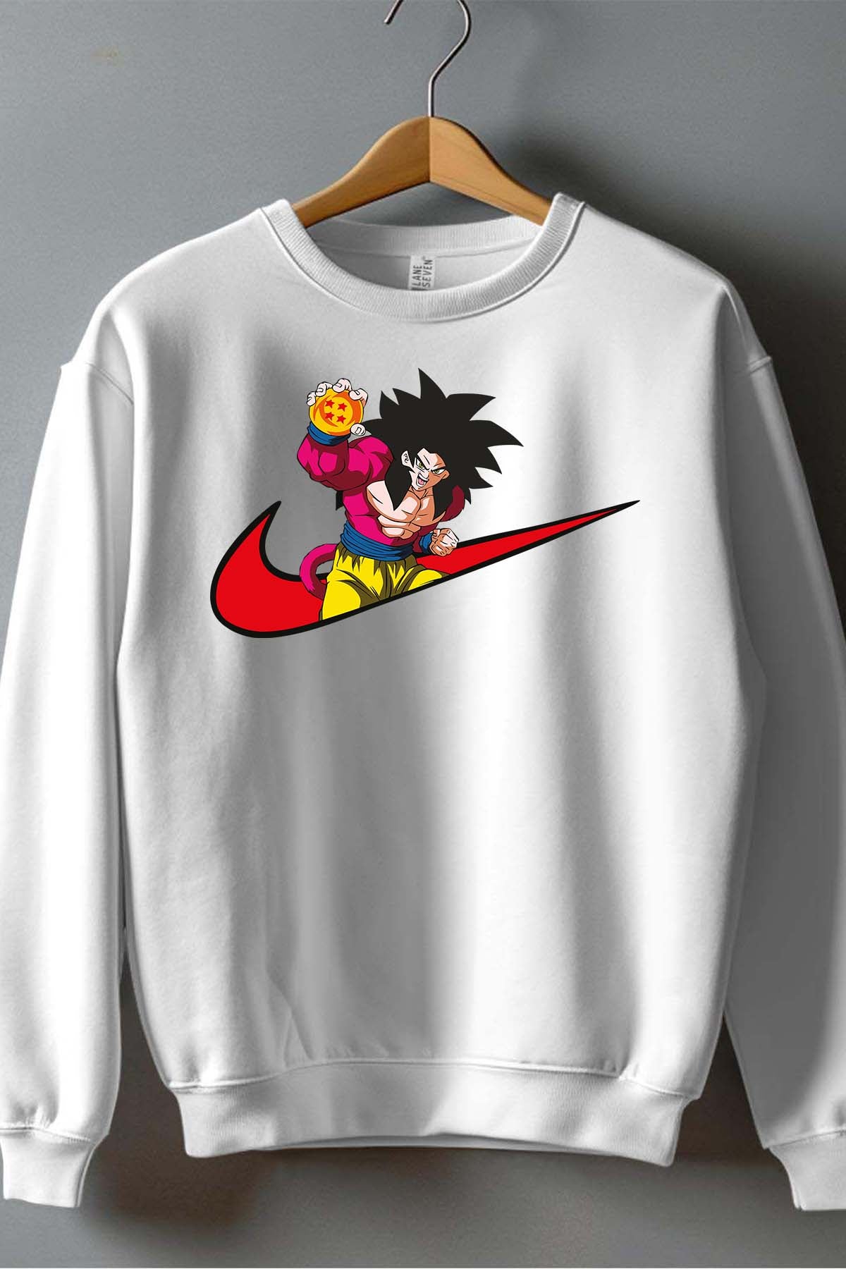 COULEUR:Blanc|Sweat Col Rond Garçon | virgule gogta singe Blanc