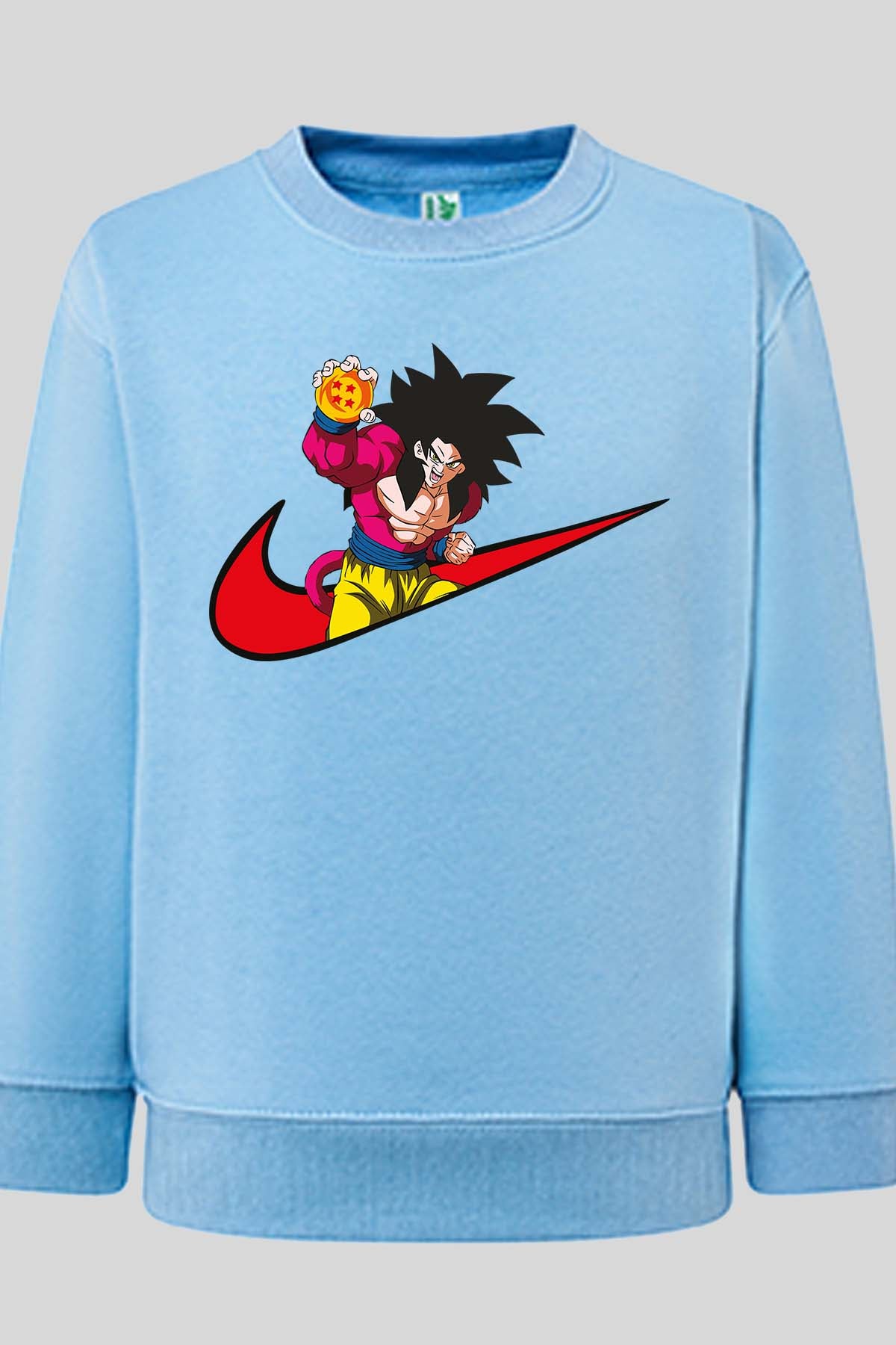 COULEUR:Bleu Ciel|Sweat Col Rond Garçon | virgule gogta singe Bleu Ciel