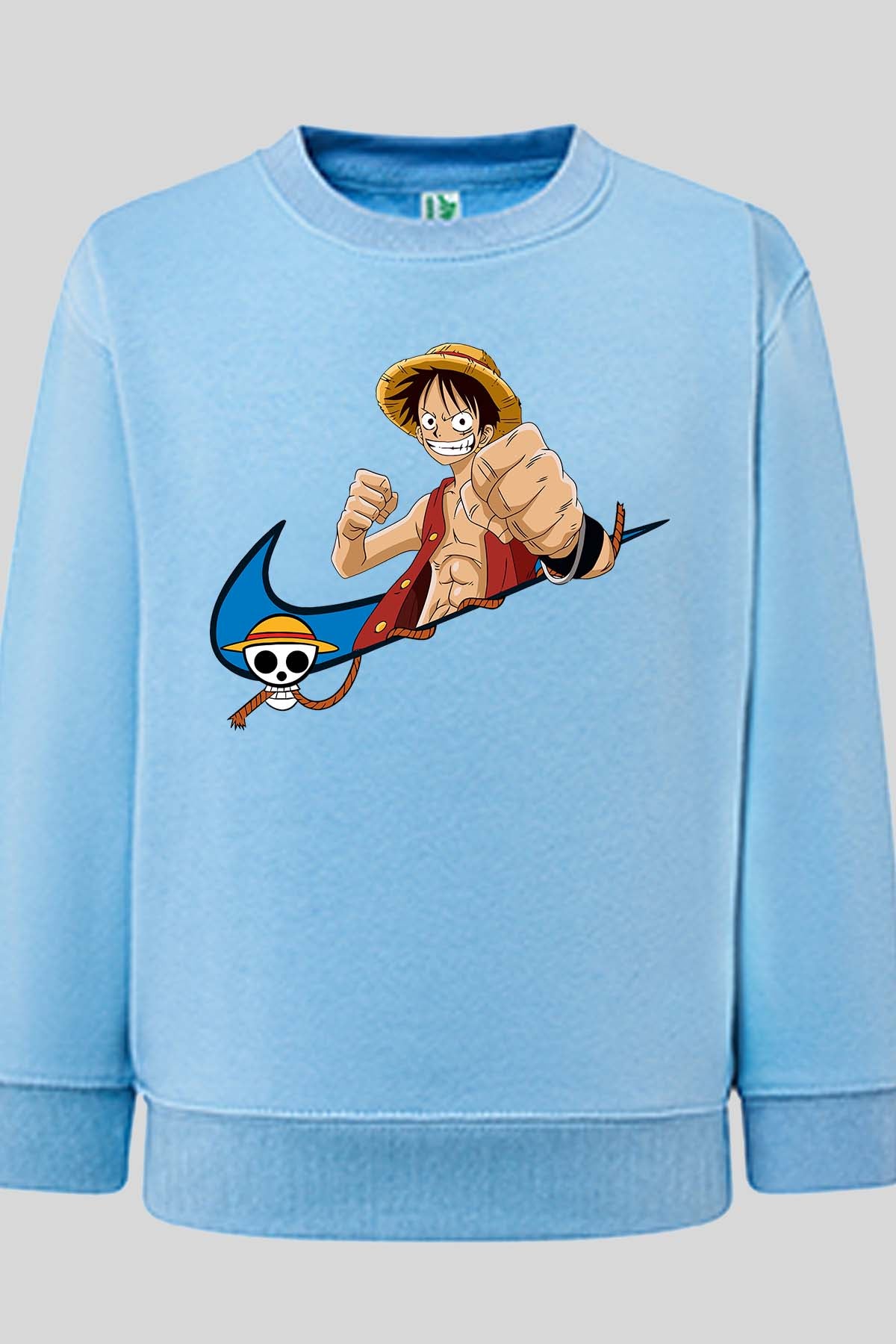 COULEUR:Bleu Ciel|Sweat Col Rond Garçon | virgule luffy Ready Bleu Ciel
