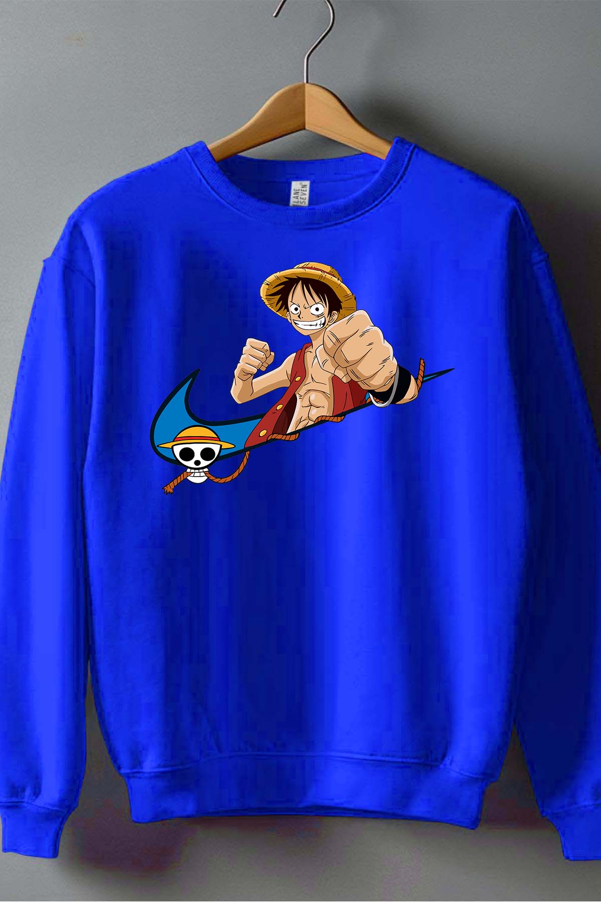COULEUR:Bleu Roi|Sweat Col Rond Garçon | virgule luffy Ready Bleu Roi