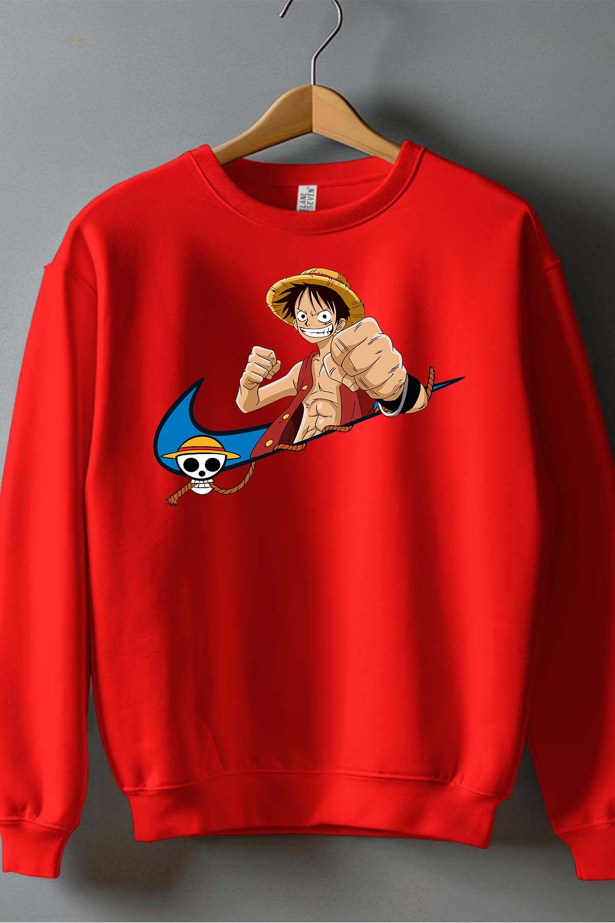 COULEUR:Rouge|Sweat Col Rond Garçon | virgule luffy Ready Rouge