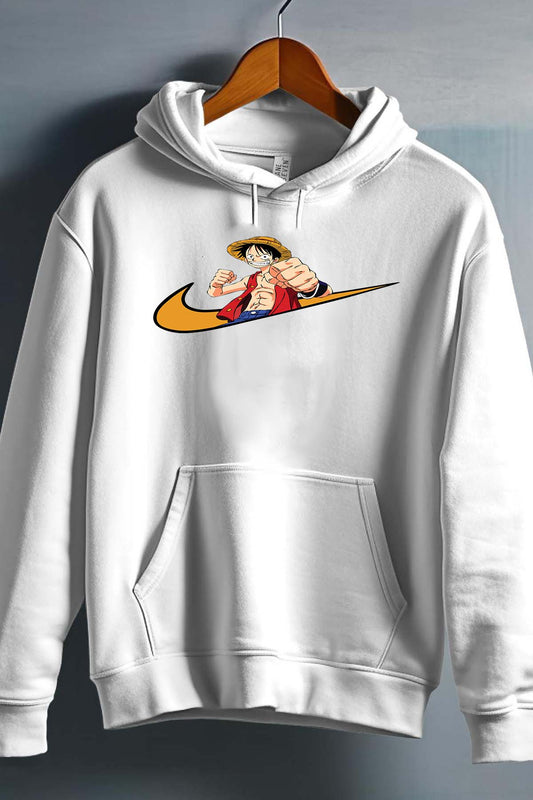 COULEUR:Blanc|Sweat Capuche Homme | virgule luffy chapeau Blanc