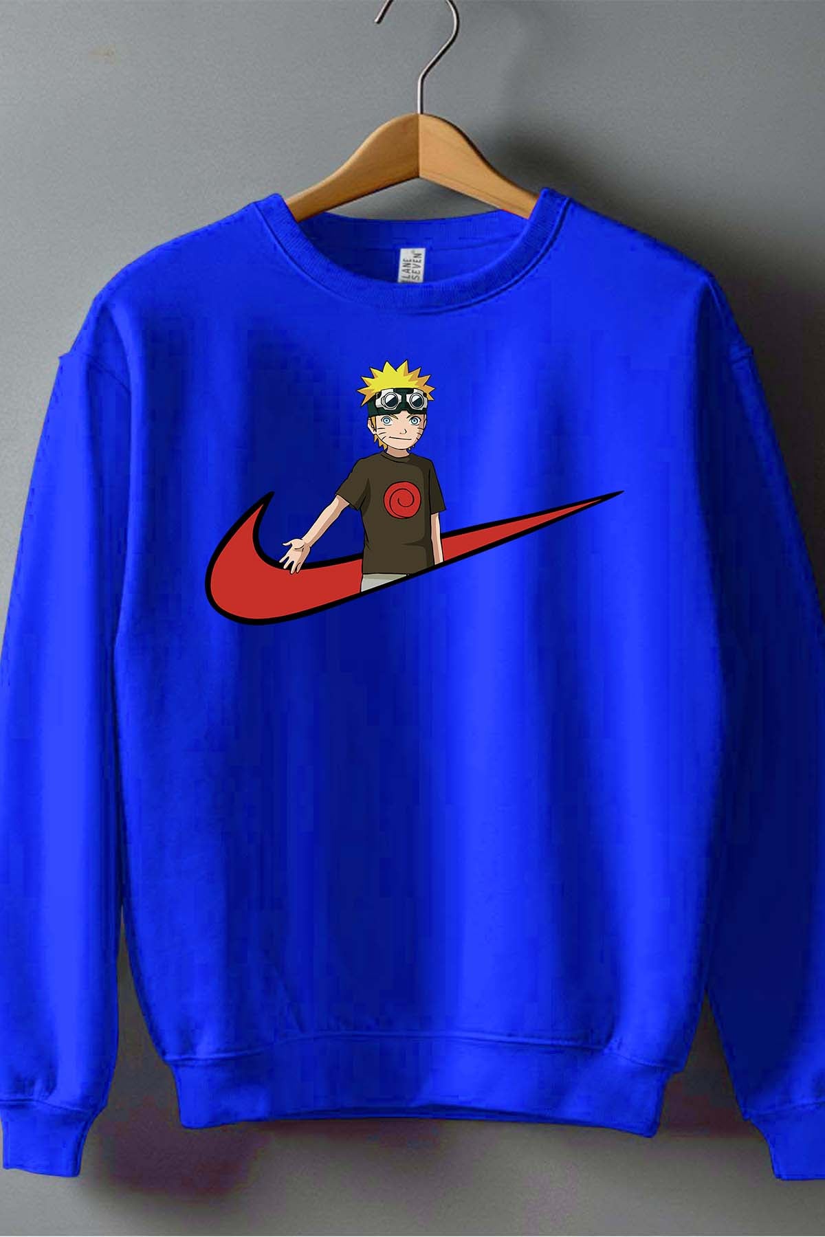 COULEUR:Bleu Roi|Sweat Col Rond Garçon | virgule naruto Bleu Roi