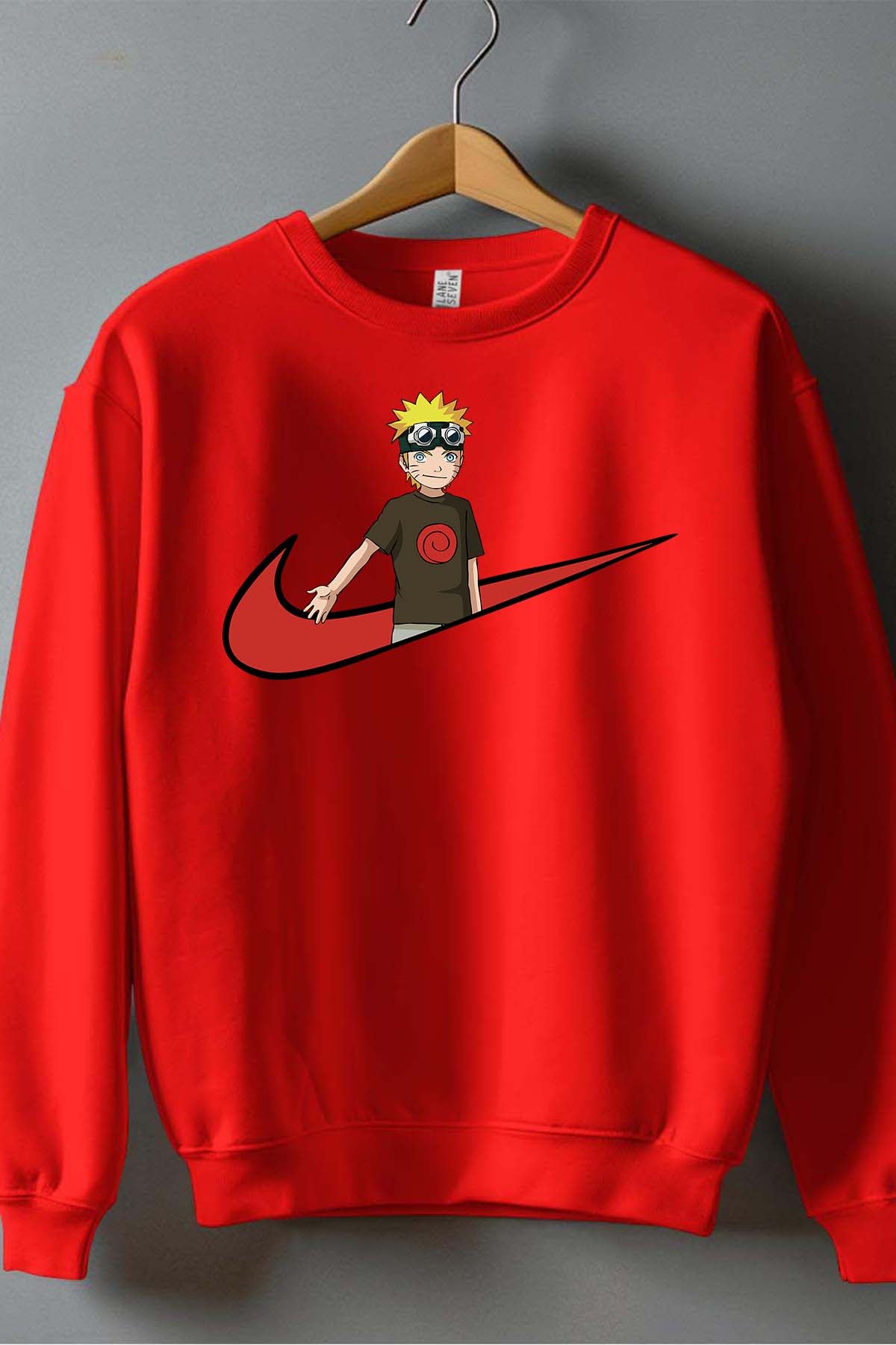 COULEUR:Rouge|Sweat Col Rond Garçon | virgule naruto Rouge