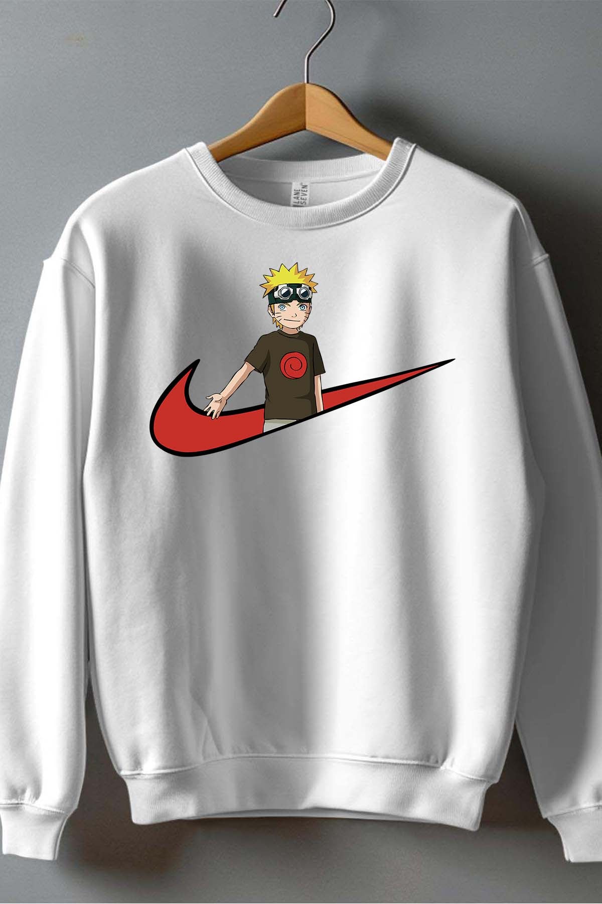 COULEUR:Blanc|Sweat Col Rond Homme | virgule naruto Blanc