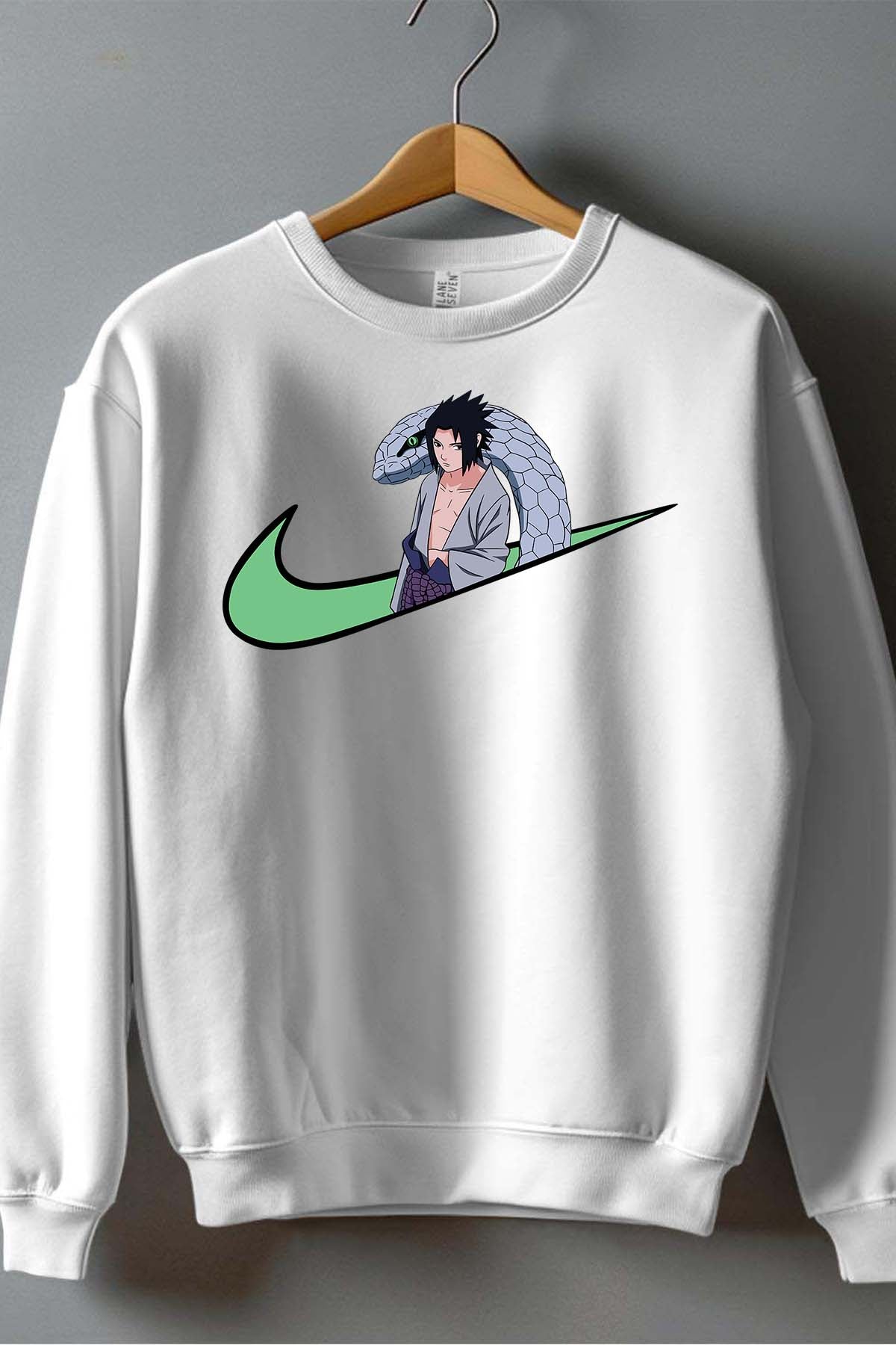 COULEUR:Blanc|Sweat Col Rond Garçon | virgule sasuké naruto Blanc