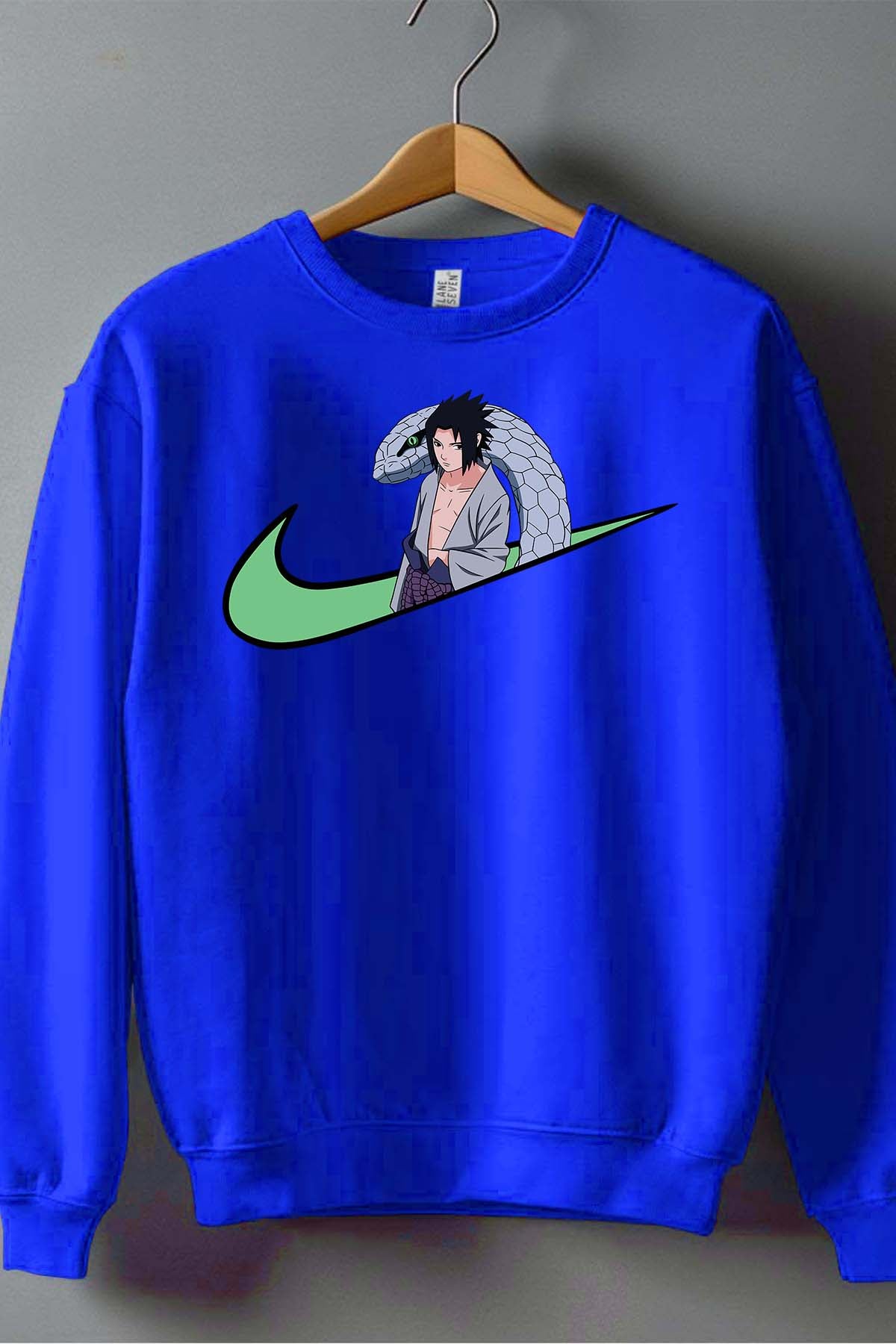 COULEUR:Bleu Roi|Sweat Col Rond Garçon | virgule sasuké naruto Bleu Roi