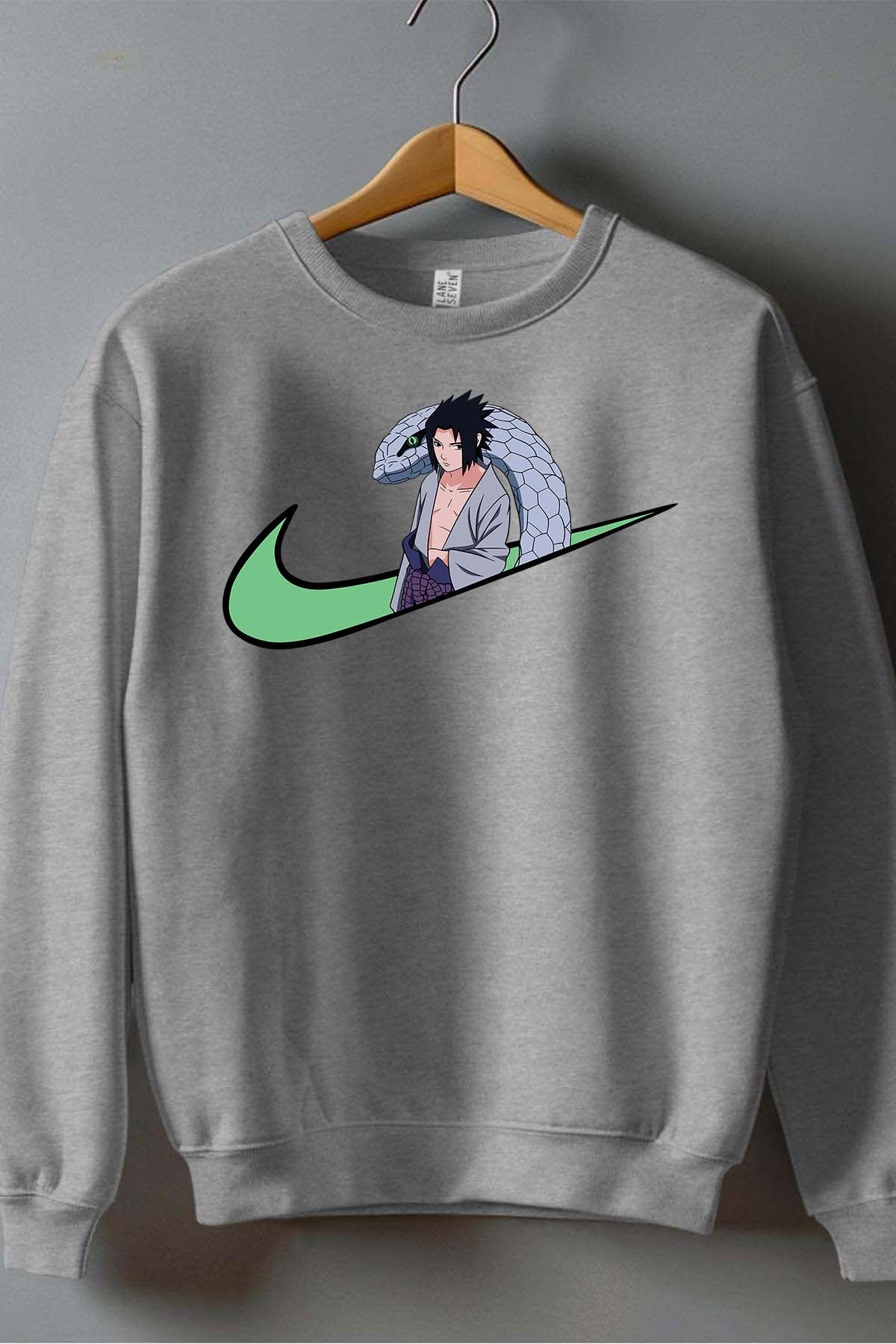 COULEUR:Gris|Sweat Col Rond Garçon | virgule sasuké naruto Gris