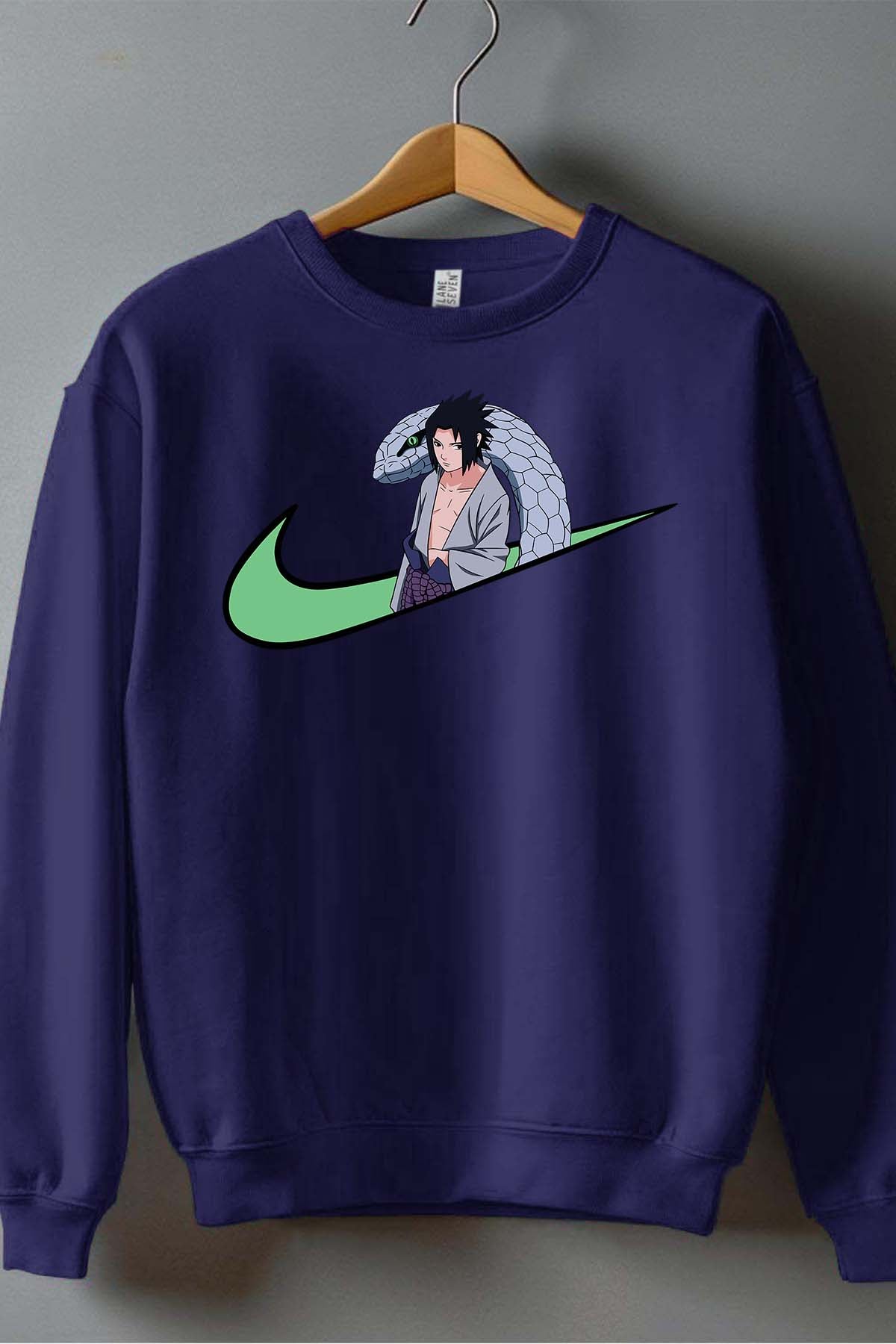 COULEUR:Marine|Sweat Col Rond Garçon | virgule sasuké naruto Marine