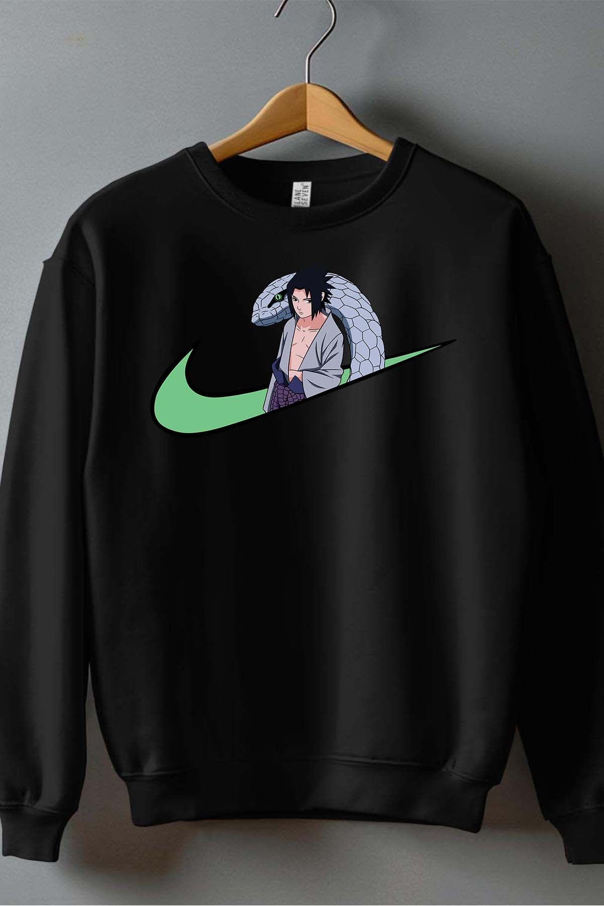 COULEUR:Noir|Sweat Col Rond Garçon | virgule sasuké naruto Noir