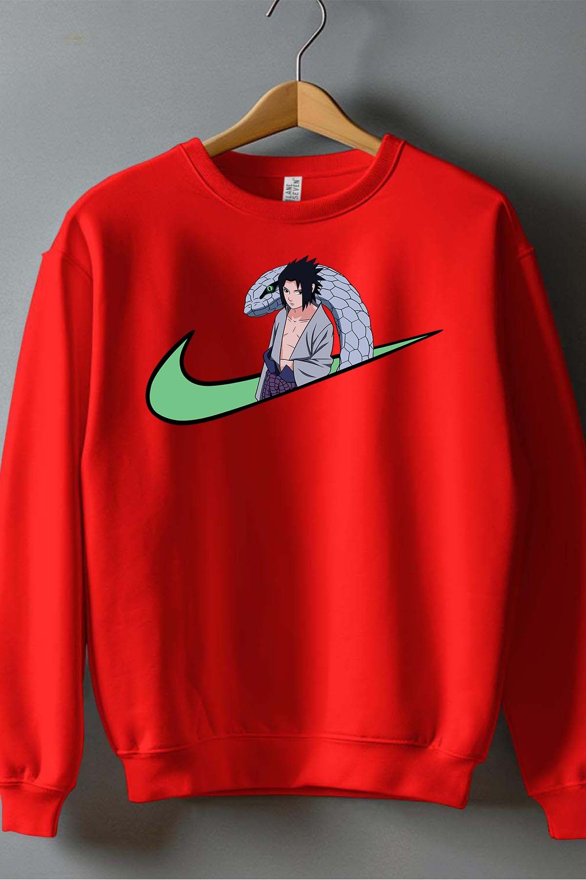 COULEUR:Rouge|Sweat Col Rond Garçon | virgule sasuké naruto Rouge