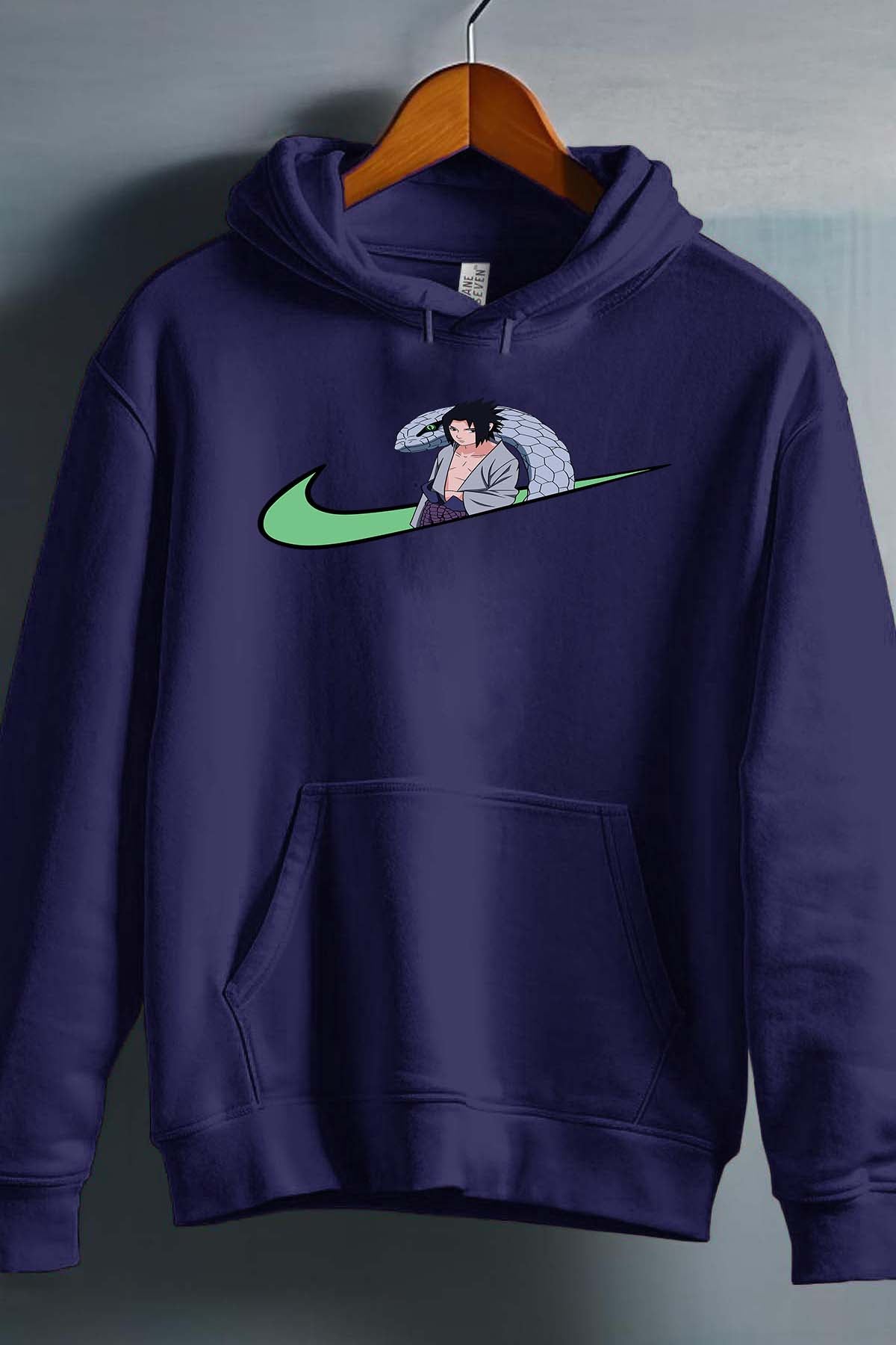 COULEUR:Marine|Sweat Capuche Homme | virgule sasuké naruto Marine