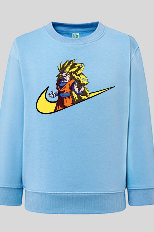 COULEUR:Bleu Ciel|Sweat Col Rond Garçon | virgule super saian 3 Bleu Ciel